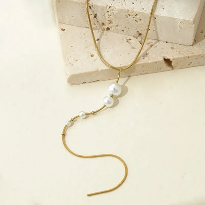Pearl Drop Lariat Necklace || DV351
