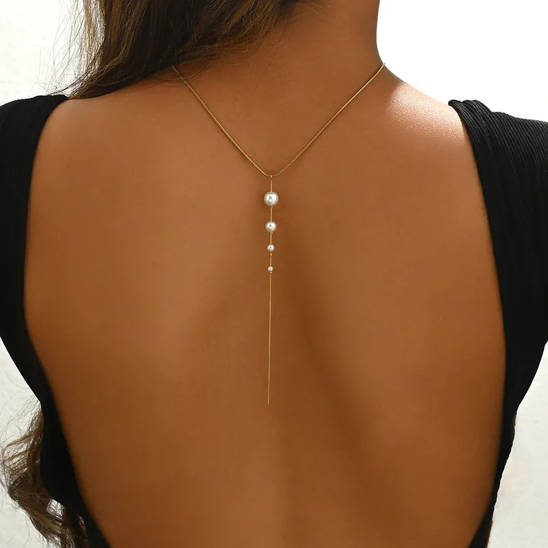 Pearl Drop Lariat Necklace || DV351