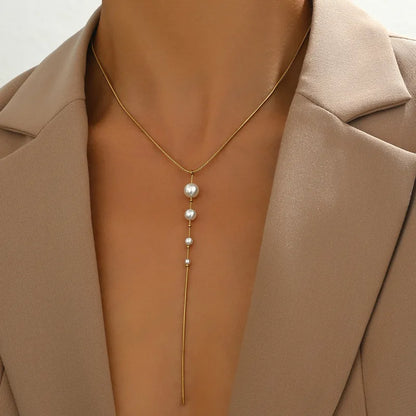 Pearl Drop Lariat Necklace || DV351