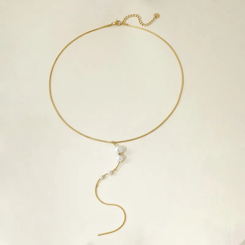 Pearl Drop Lariat Necklace || DV351