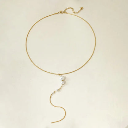 Pearl Drop Lariat Necklace || DV351