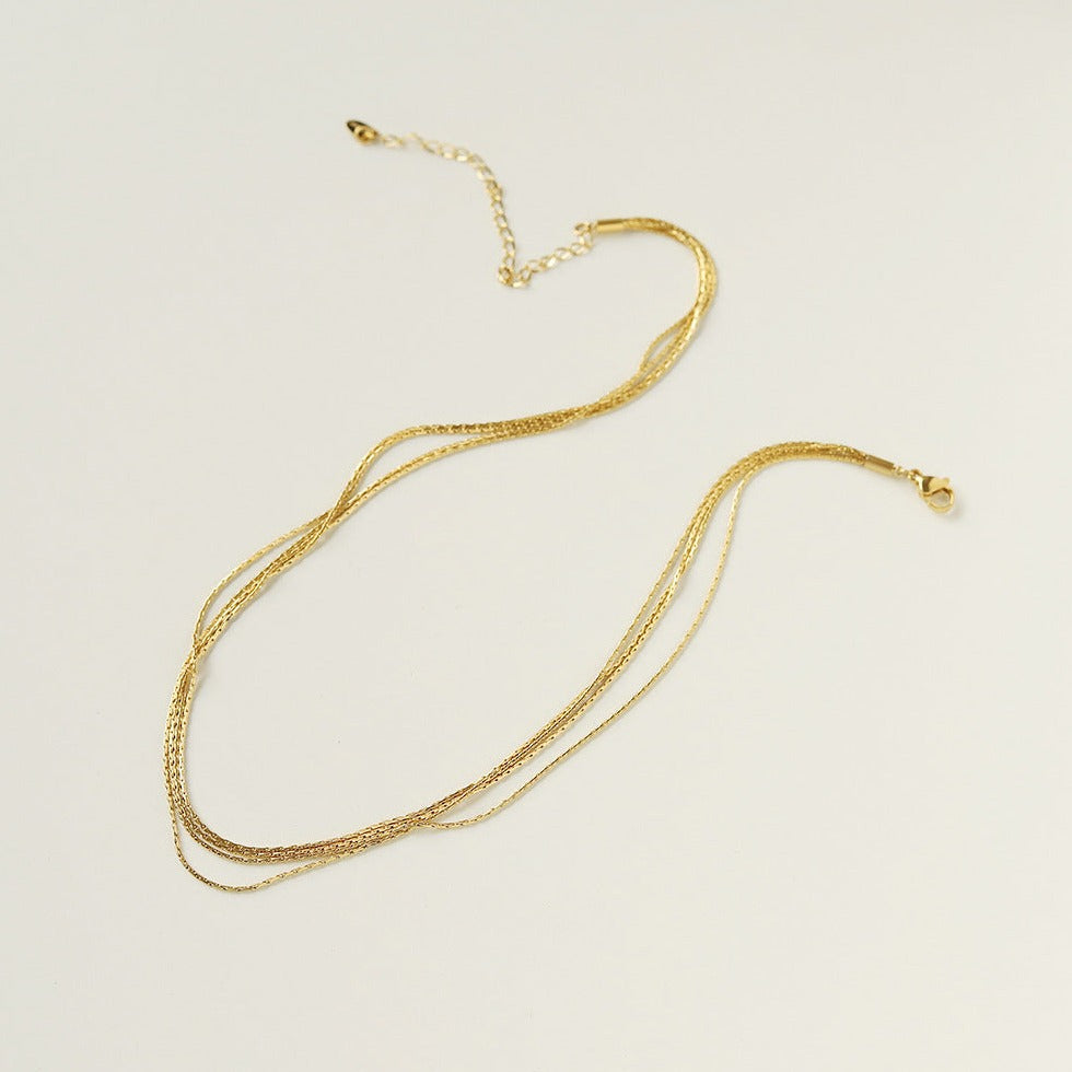 Golden Cascade Multi-Layer Necklace || DV07