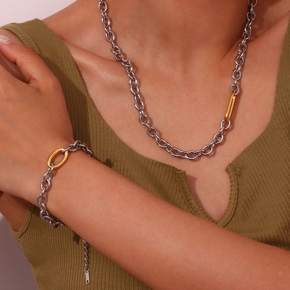 Two-Tone Chain Link UNISEX Bracelet || DV56