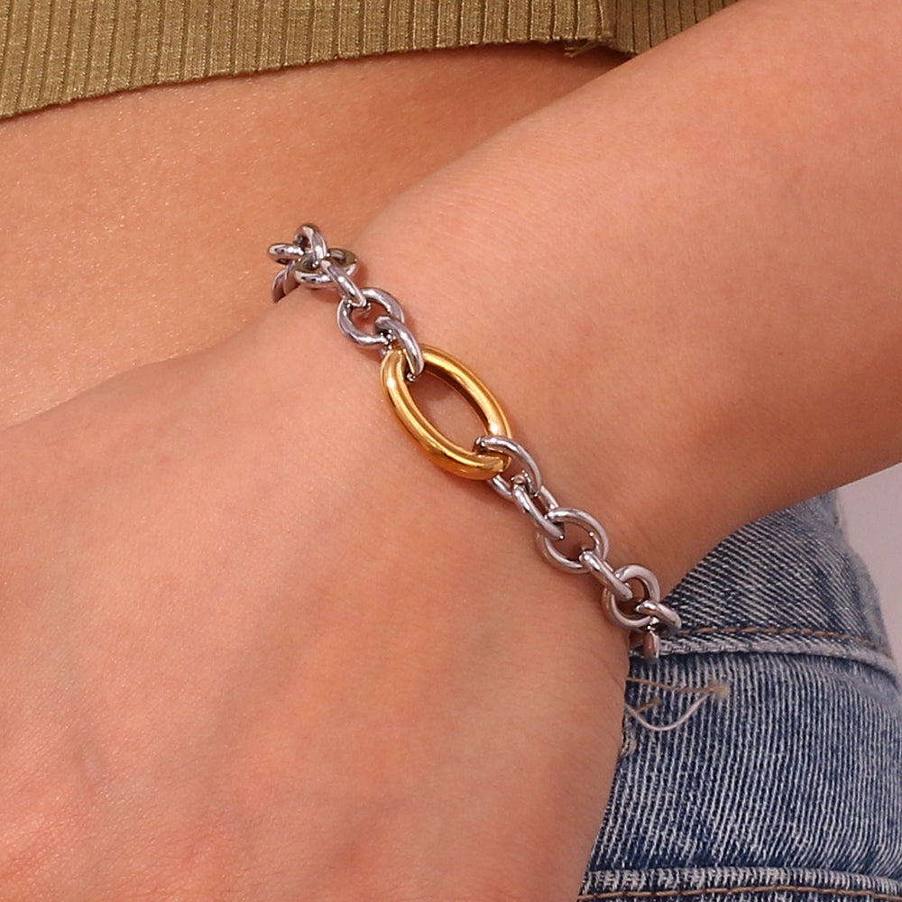 Two-Tone Chain Link UNISEX Bracelet || DV56