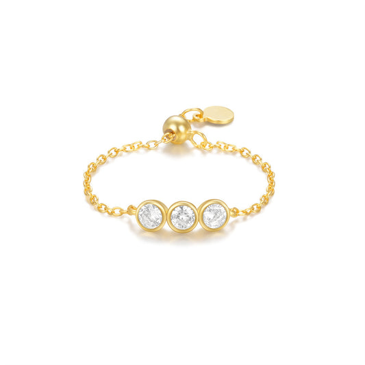 Trinity Spark 925 Silver Adjustable Chain Ring || DV71