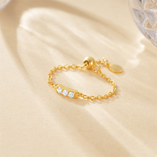 Luna Bar 925 Silver Adjustable Chain Ring || DV72
