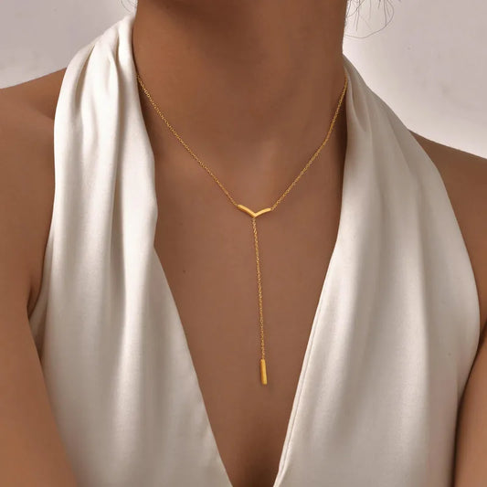 Elara Minimal Y-Necklace || DV121