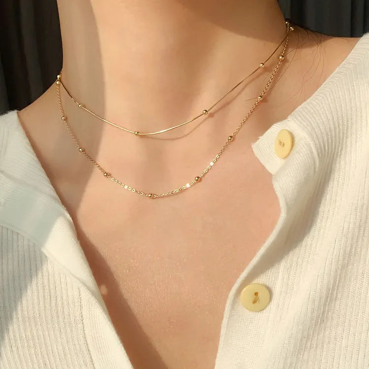 Golden Grace Double Chain Necklace || DV135