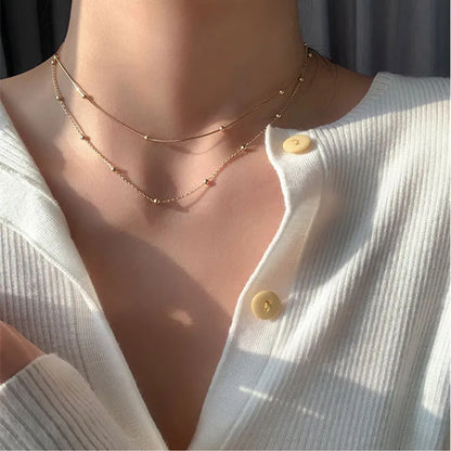 Golden Grace Double Chain Necklace || DV135