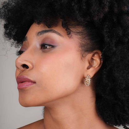 Golden Pearl Cluster Earrings  || DV302