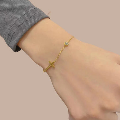 Gold-Plated Cross Bracelet || DV53