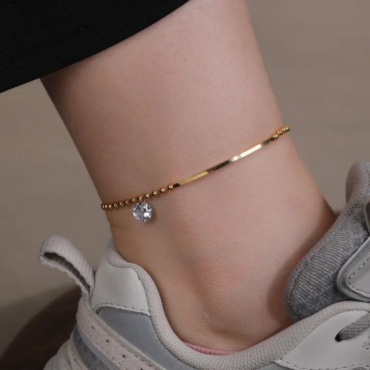 Crystal Bar Anklet - Single || DV236