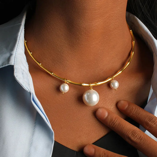 Aurora Luxe Pearl Cuff Necklace  || DV107