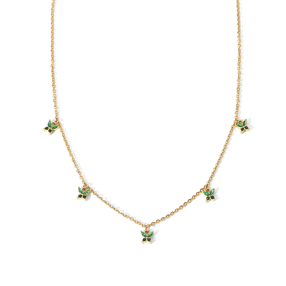 Butterfly Necklace In Emerald Green || DV352