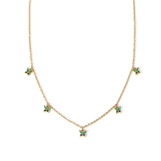 Butterfly Necklace In Emerald Green || DV352