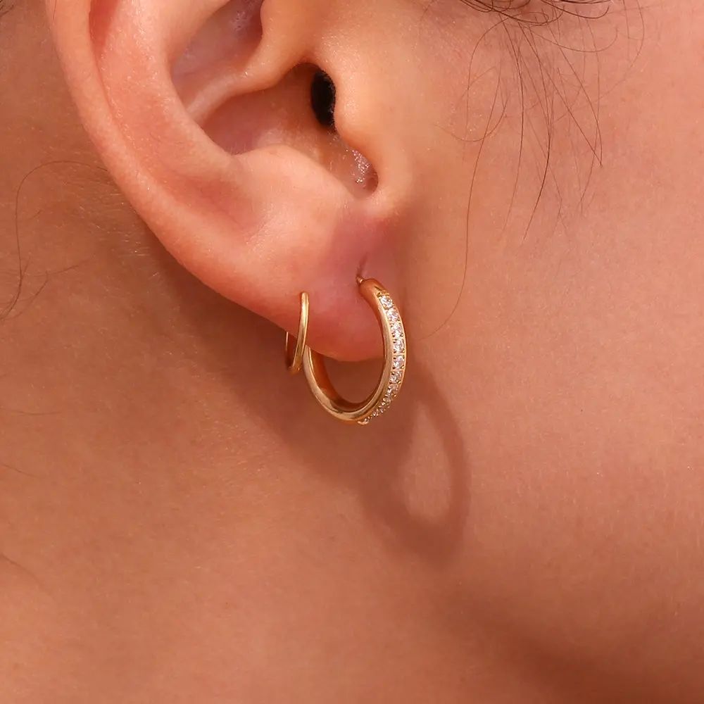 Duo Luxe Crystal Hoops || DV200