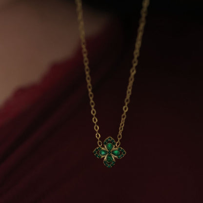 Emerald Bloom Charm Necklace || DV195
