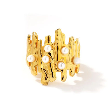 Auric Wave Pearl Ring || DV207