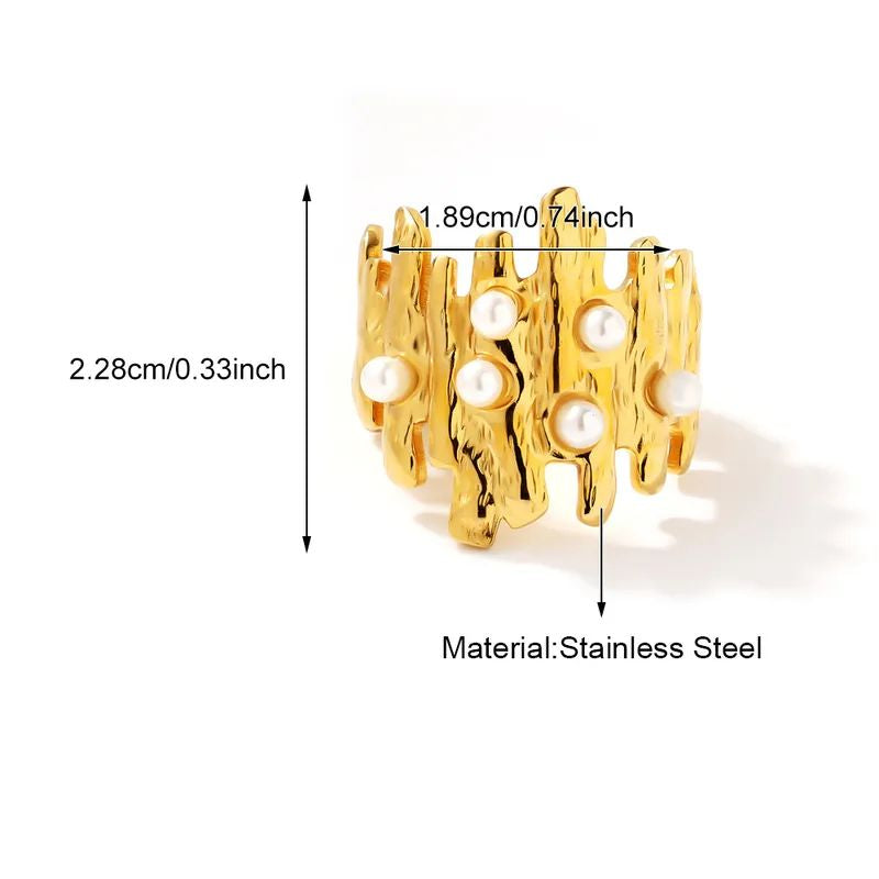 Auric Wave Pearl Ring || DV207