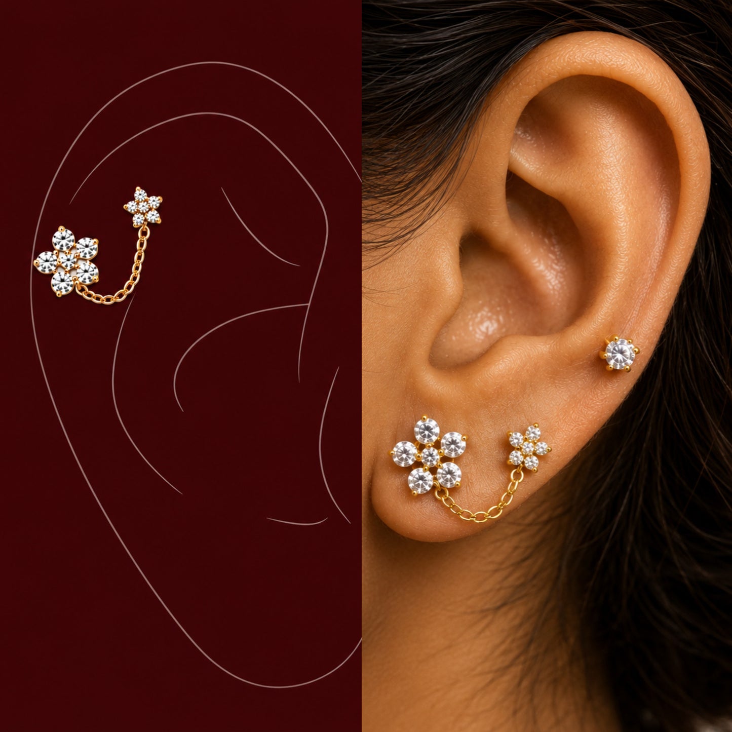 Bloom Chain Earrings || DV522