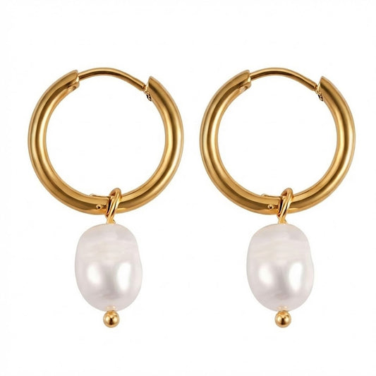Pearl Hoop Earrings  || DV116